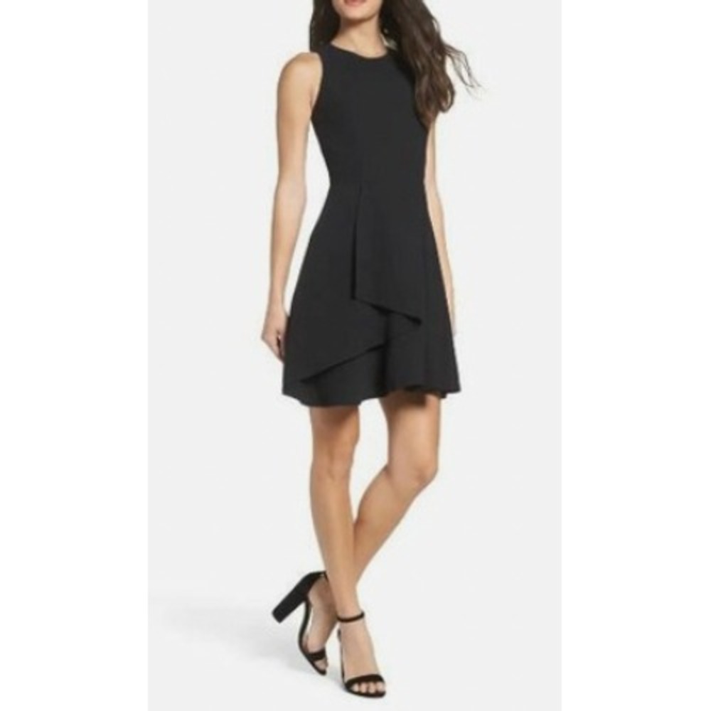 Adelyn Rae Athena Ruffle Fit and Flare Sleeveless Mini Cocktail Dress SZ L New